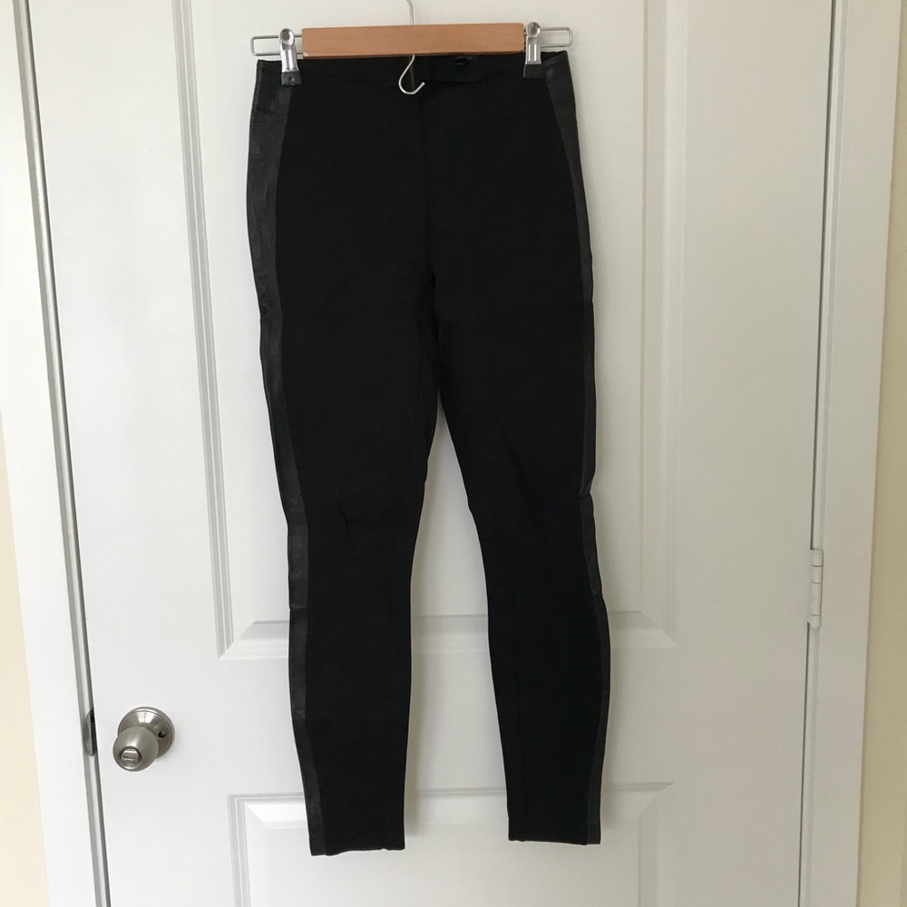 J.Crew black leather stripe pixie pants